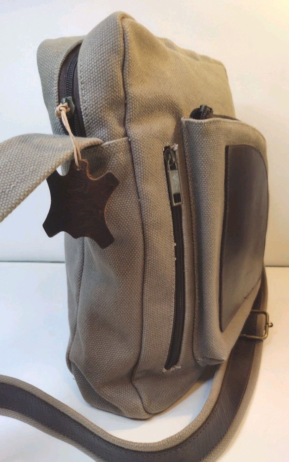 Green Mountain Leather Canvas Messenger Bag Brown Crossbody Utility Travel EDC