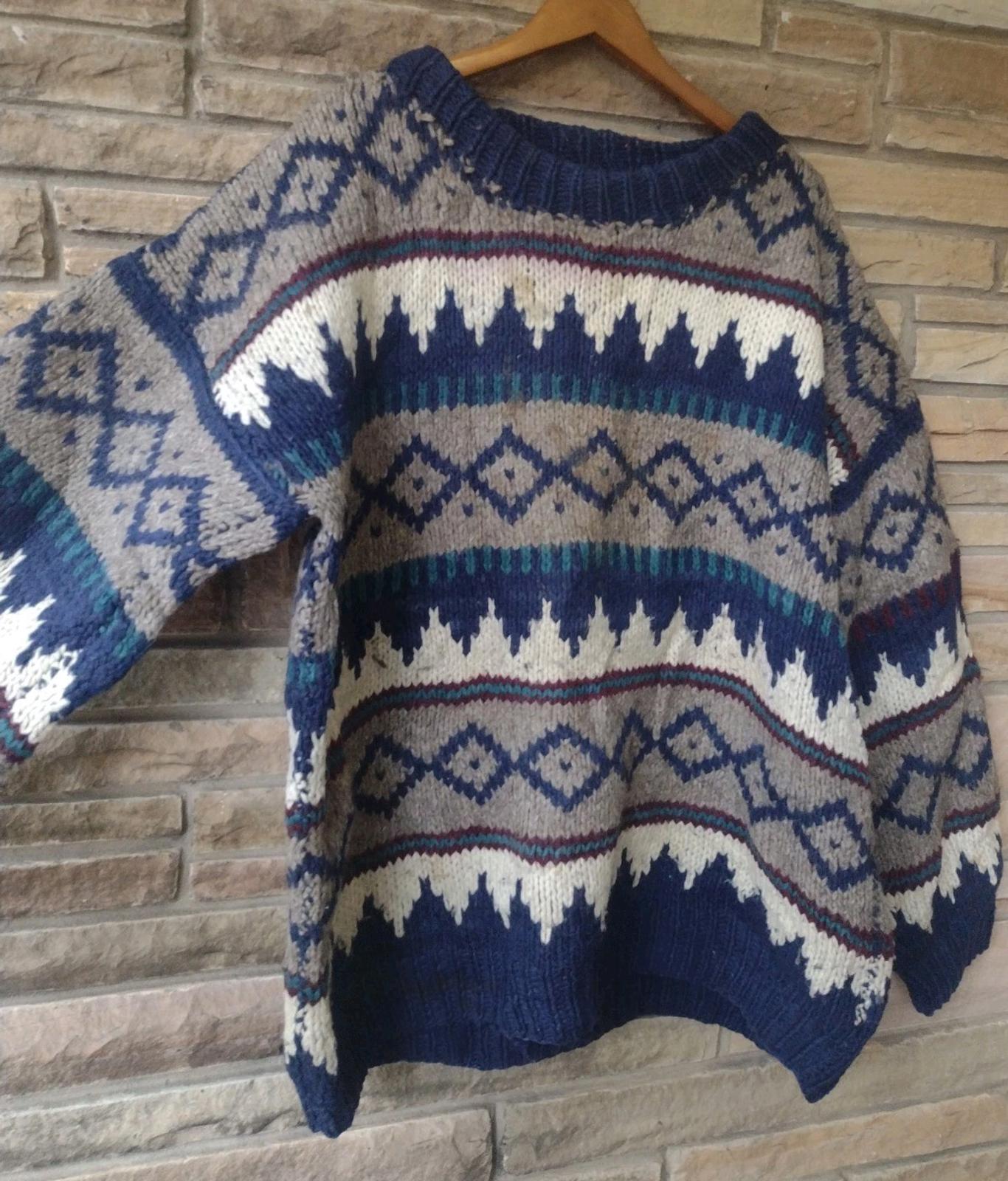 VTG 80s Earth Traders Wool Sweater Men’s XXL Big & Tall Ecuador Knit Geometric