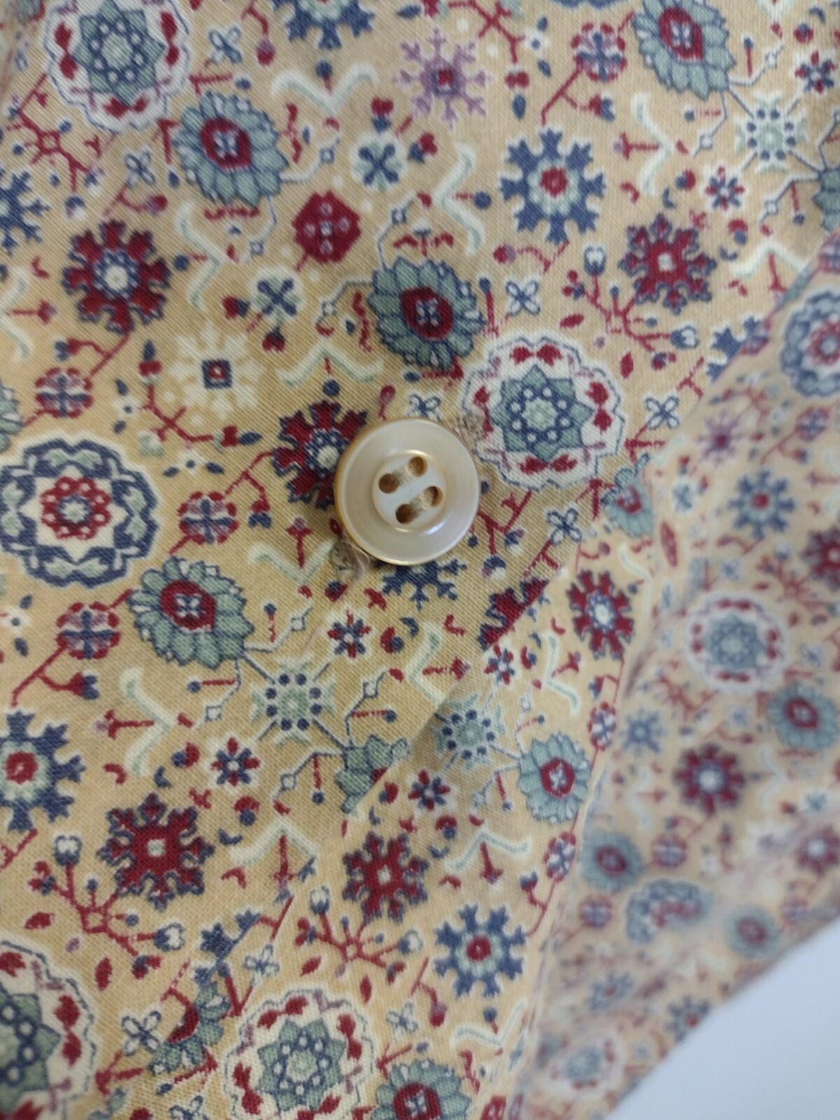 VTG 70s Handmade Calico Floral Pearlized Button Blouse M