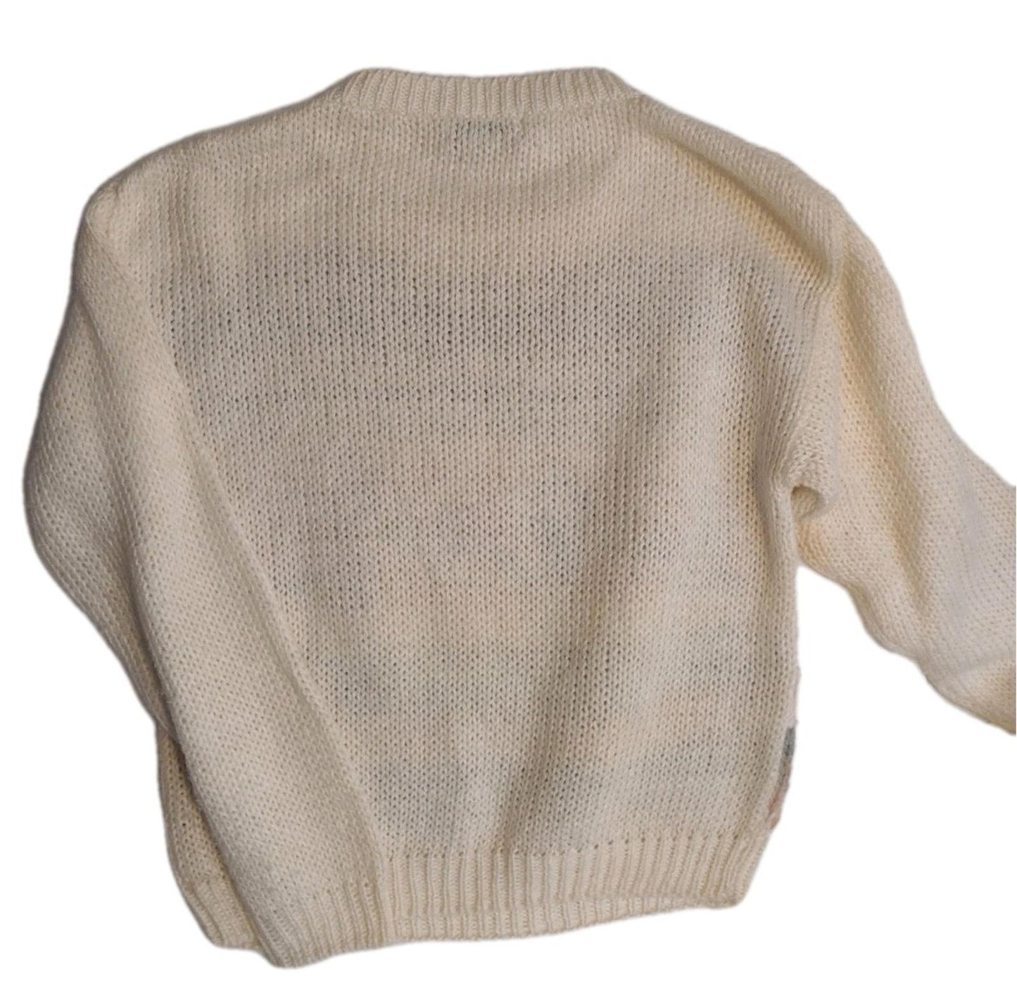 Currants Hand Loomed Ramie Acrylic Sweater M Pastel Floral Pattern Korea