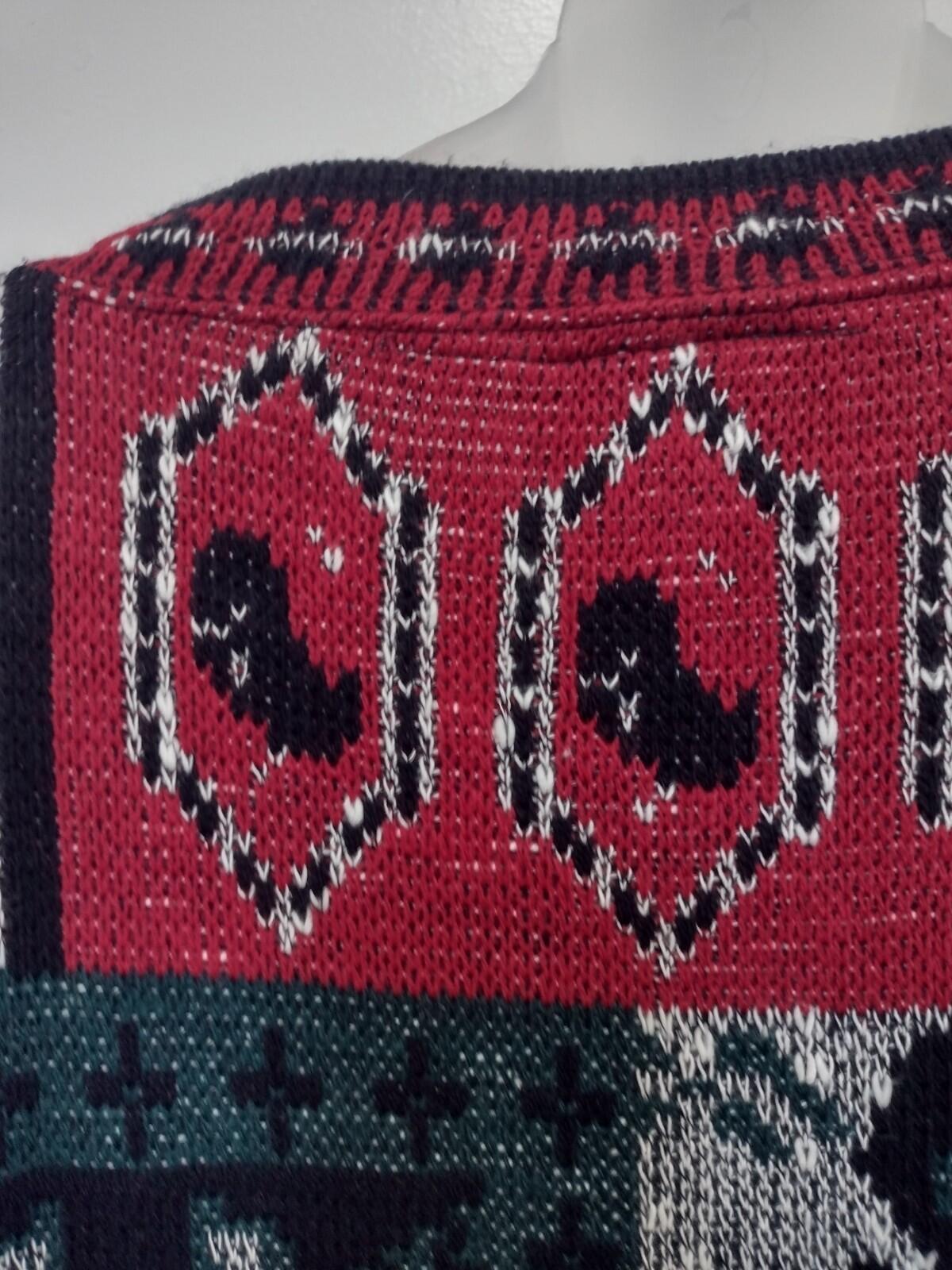 Vintage 80s Frascati USA Folk Clover Pattern Sweater Acrylic Women’s Size 40