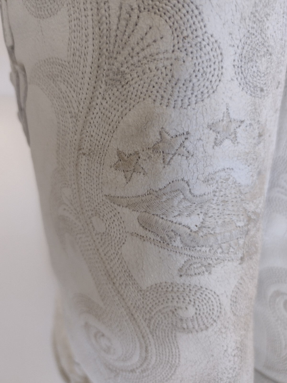 Vintage El General White Ostrich Cowboy Boots Eagle Snip Toe Western US 12