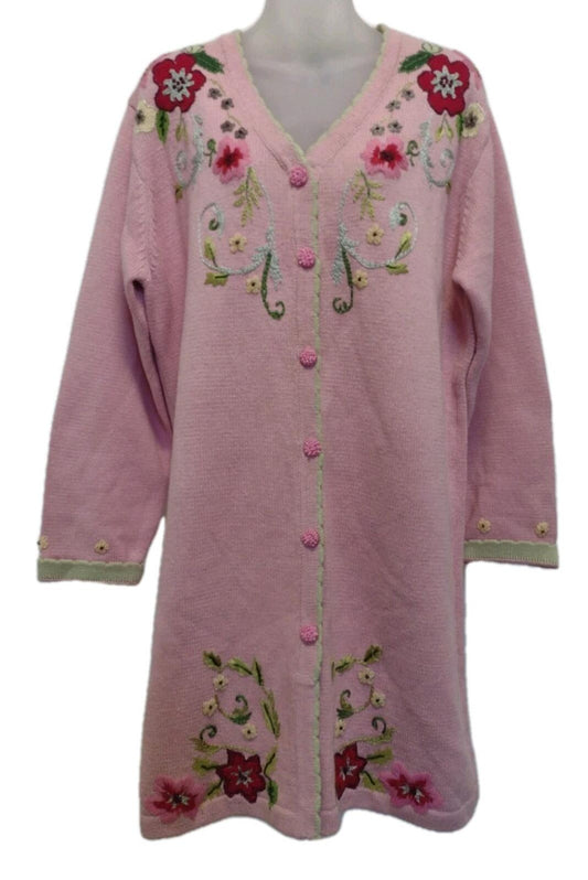 Storybook Knits Wrapped in Romance Floral Duster Cardigan L