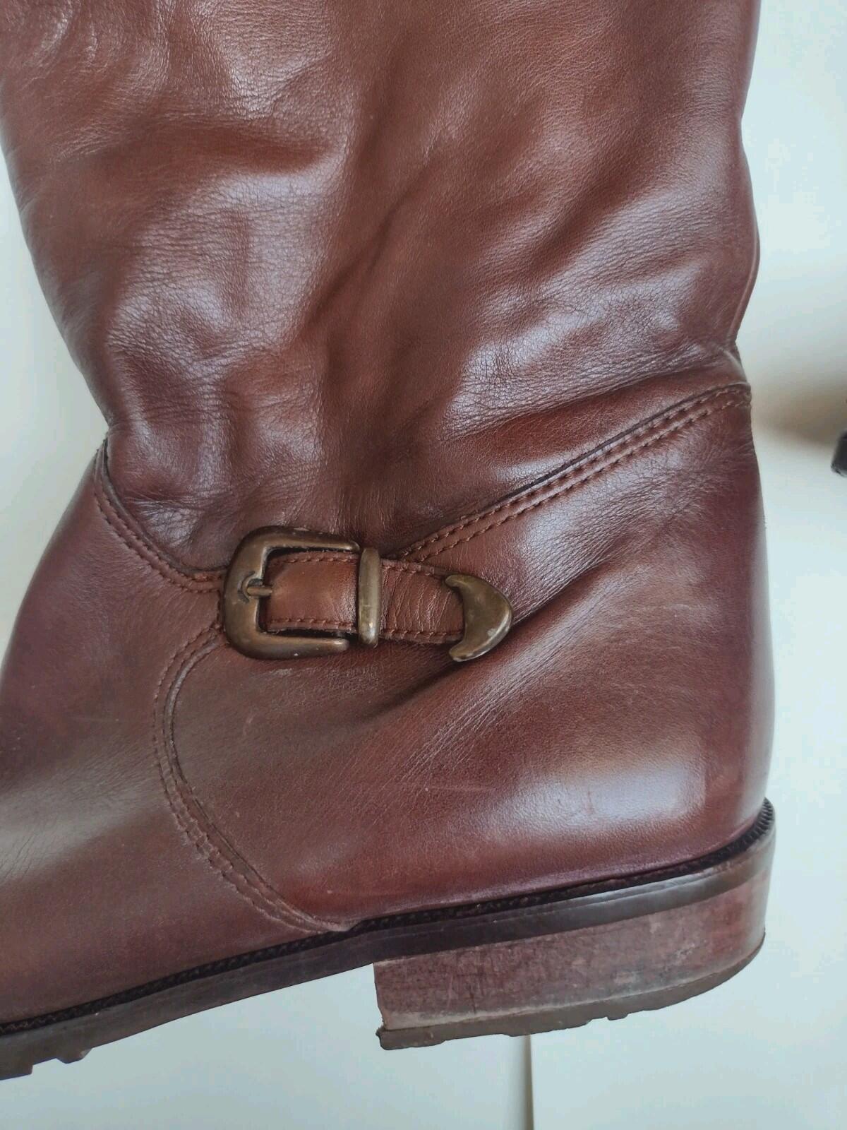 Vintage 70s Salamander Brown Leather Riding Boots 7.5 US Boho Equestrian Chic
