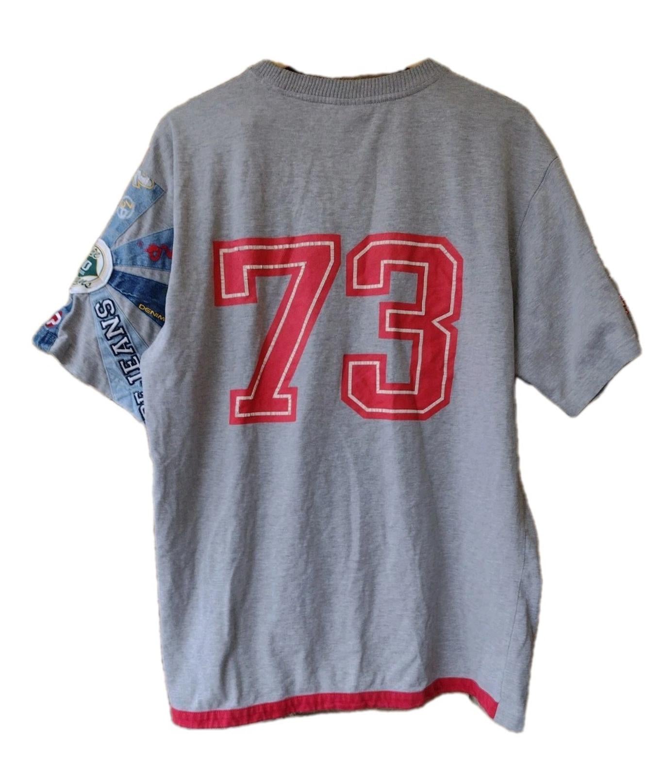 Y2K VTG Pepe Jeans Patchwork 30 Years Shirt XL Gray Denim Applique 73 Back
