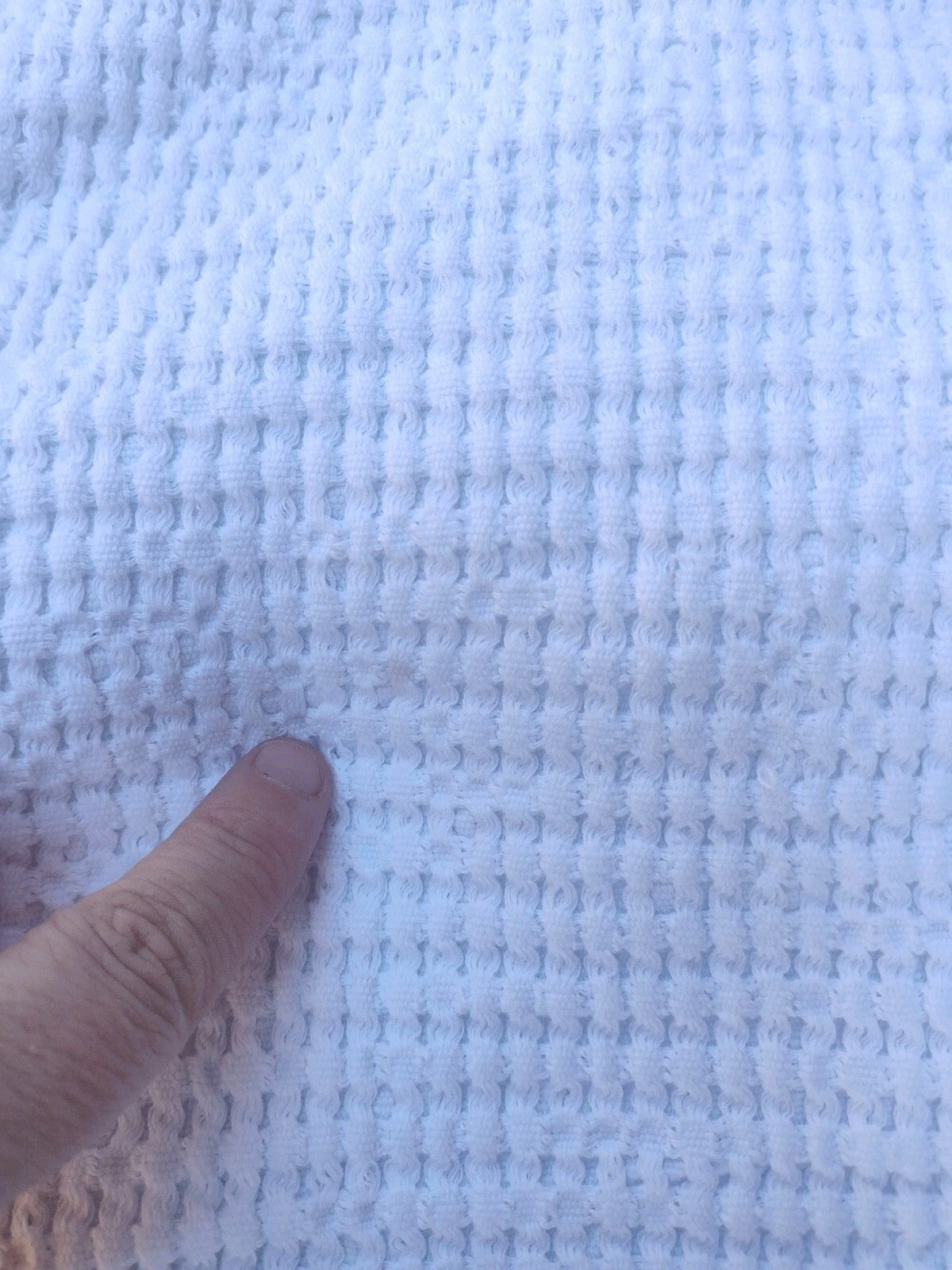 INUP Home Waffle Weave Throw Blanket White Ruffle Trim Portugal Cotton 72x48