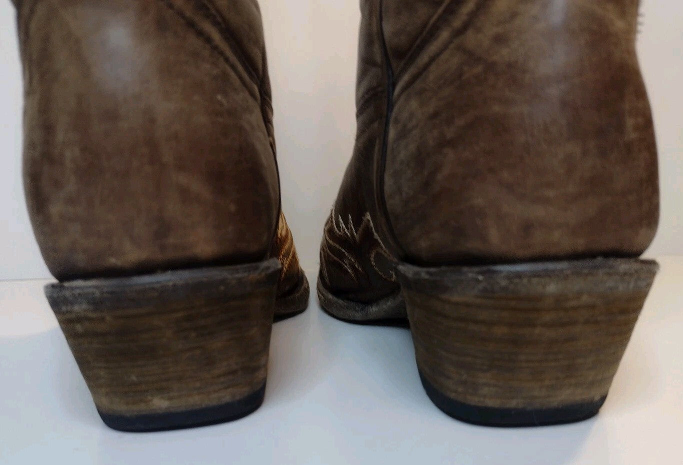 Circle G Cowboy Boots Womens 7 Brown Leather Western Snip Toe Embroidered Mexico