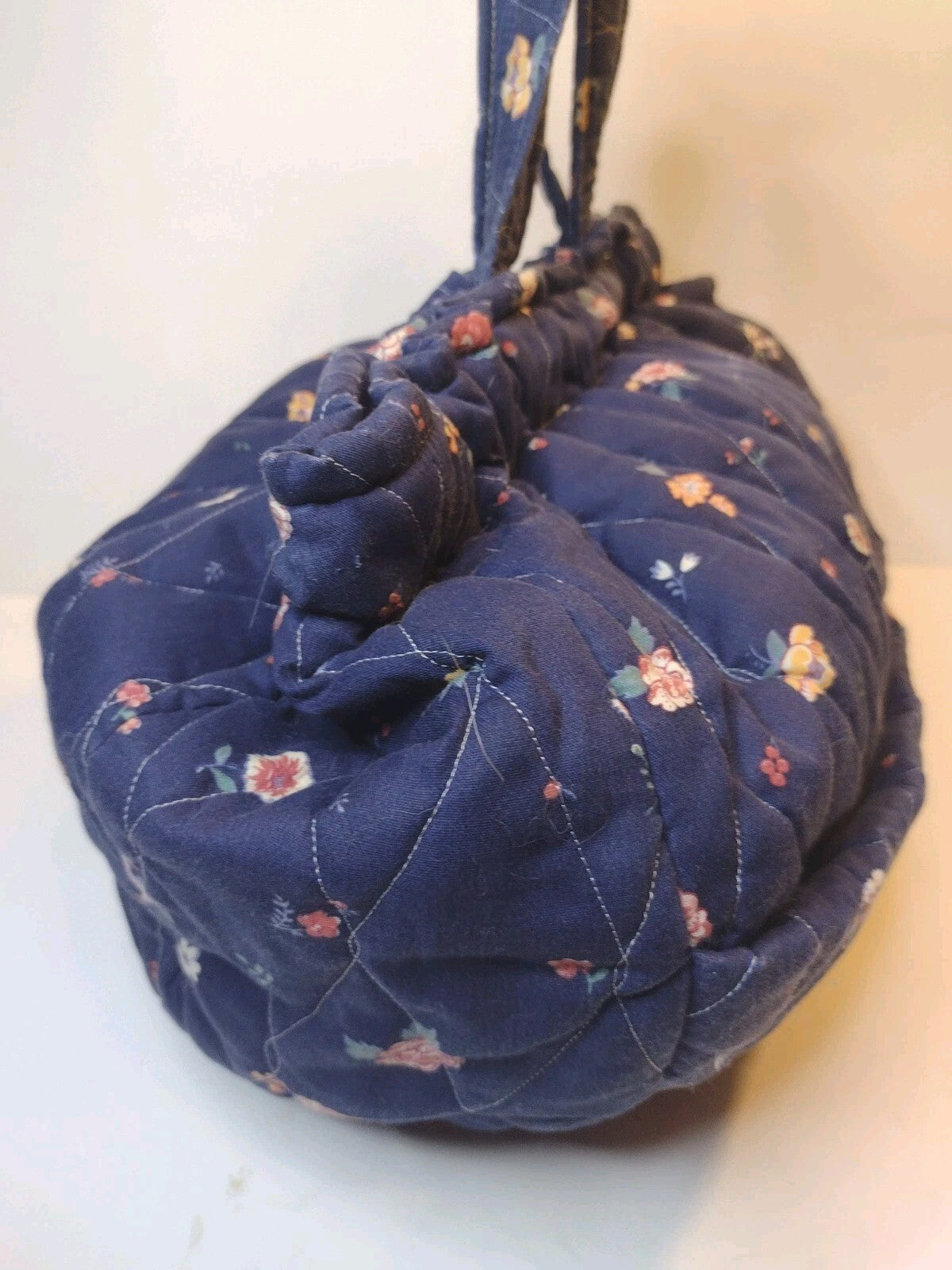 VTG 80s Quilted Craft Tote Bag Hinged Frame Knitting Sewing Floral Handmade