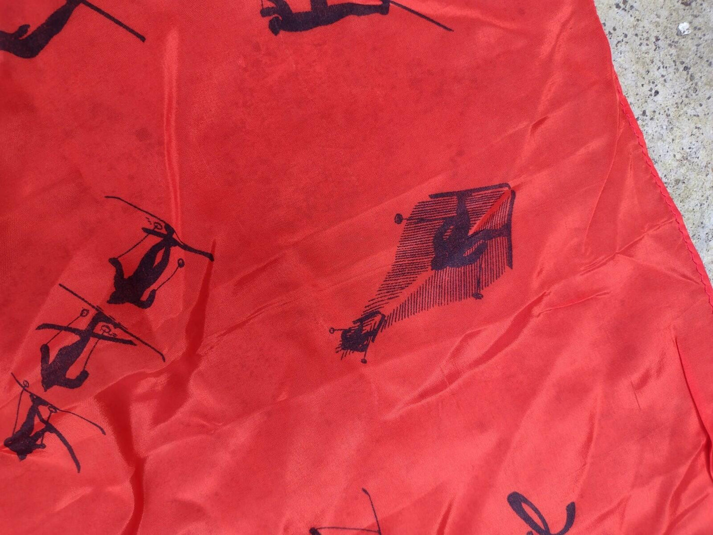 Vintage Schiheil Sporta Ski Scarf Red 1950s Alpine Winter Graphic Retro Lodge