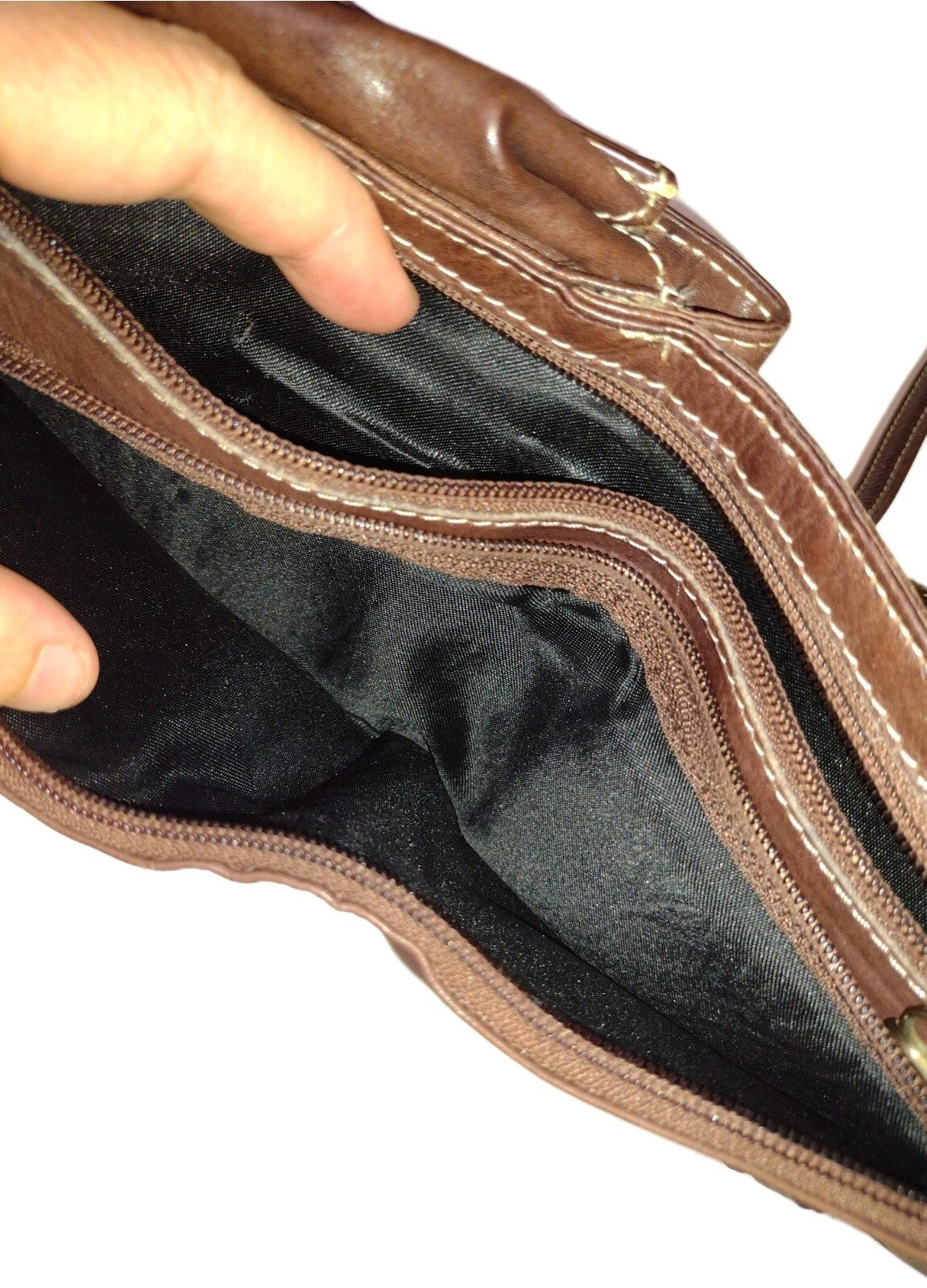Vintage Chaos Leather Crossbody Organizer Bag Wax Pull Up Rustic Boho Travel