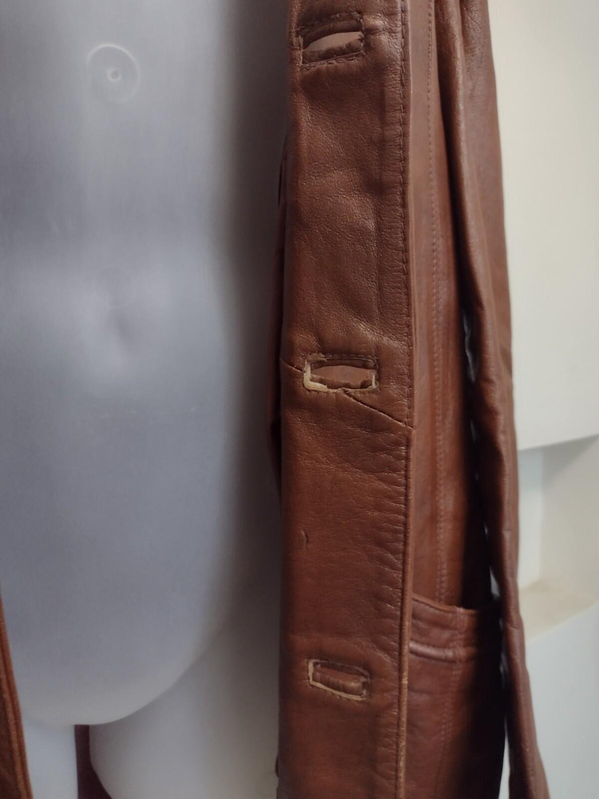 Vintage 70s Bernardo Mexico Leather Jacket 46 Cognac Brown Western Style