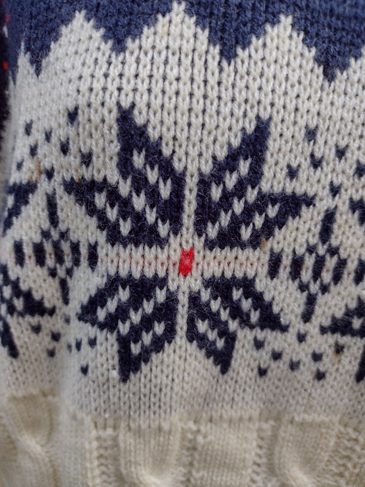 Vintage Andhurst Nordic Fair Isle Cable Knit Sweater Mock Neck Blue Cream M Mens