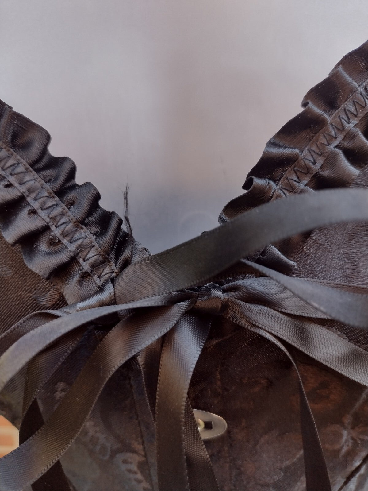 Overbust Corset Bustier M Gothic Steampunk Baroque Jacquard Lace Up Boned
