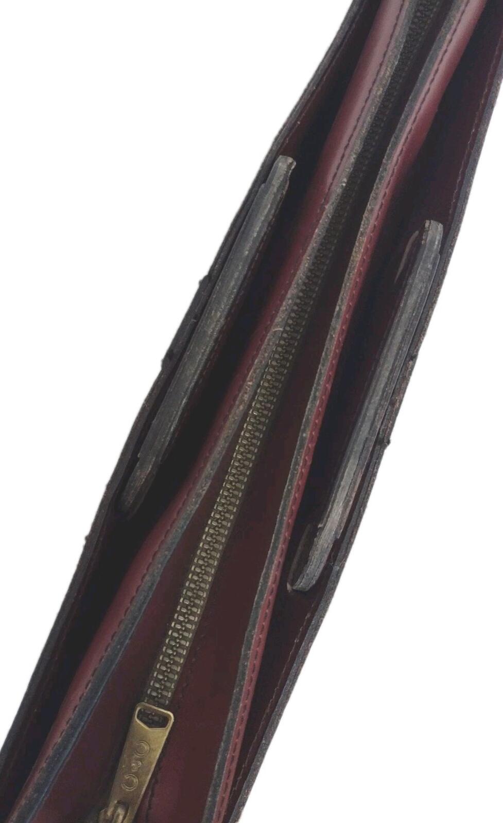 Vintage 70s Oxblood Leather Briefcase 17x11x3 Brass C&C Zip Slide Handles
