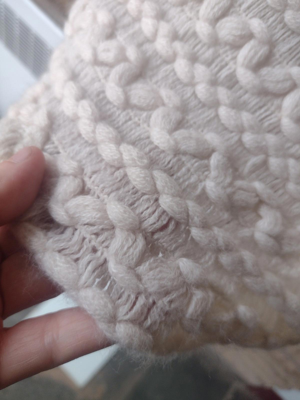 Knit Textured Cowl Neck Sleeveless Sweater Cream Acrylic Pullover Poncho OS