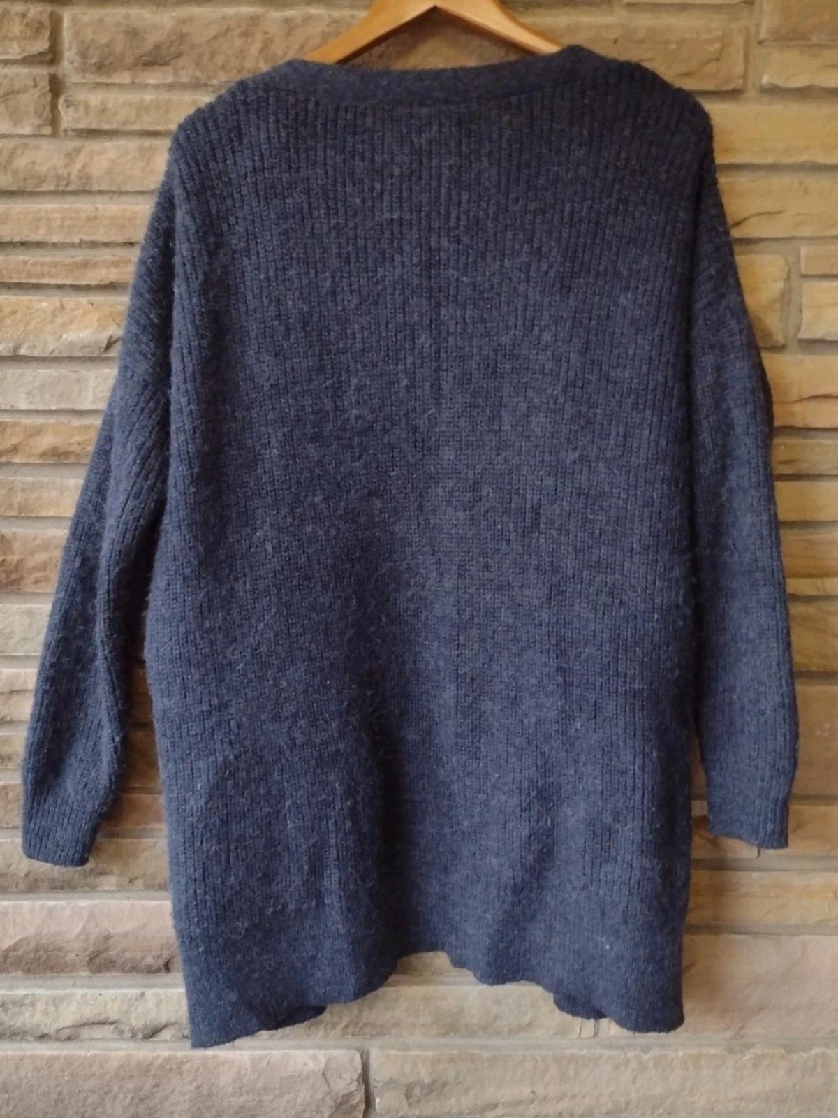 Free People Cloudy Day Wool Mohair Alpaca Fuzzy Grandpa Cardigan S Charcoal