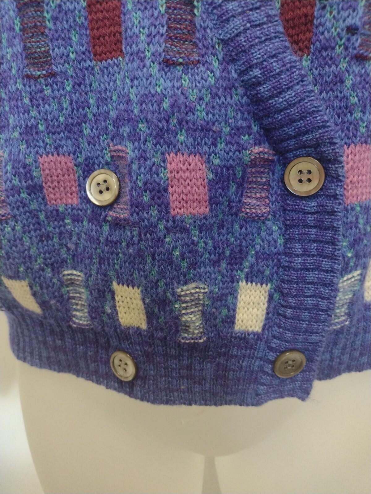 Vintage 80s Colours by Alexander Julian Wool Cardigan Double Breasted M HK