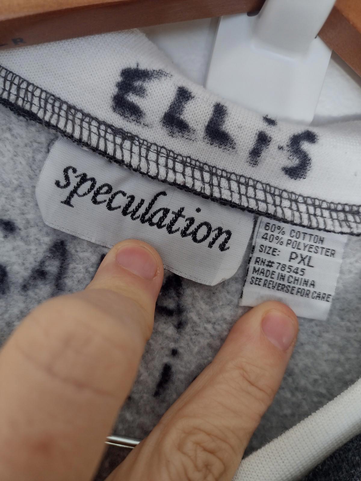 Vintage Speculation Sweatshirt PXL Embroidered Butterflies Leaves Scrolls Gray