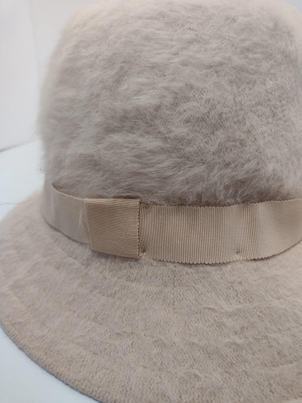 Vintage Kangol Furgora Wide Brim Hat Made in England Beige Plush 20.5”