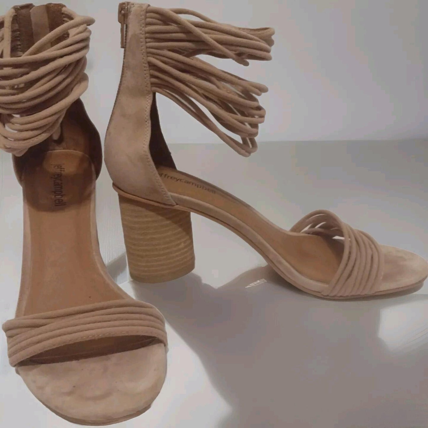 Jeffrey Campbell Tan Pallas Rope Heels Ankle Strap  Sandals Sz 7.5