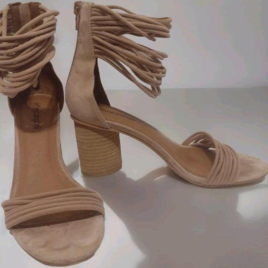 Jeffrey Campbell Tan Pallas Rope Heels Ankle Strap  Sandals Sz 7.5