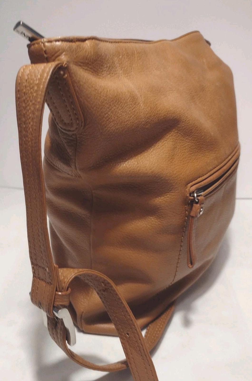 VTG Giani Bernini Caramel Genuine Leather Shoulder Bag Organizer Adjustable Strp