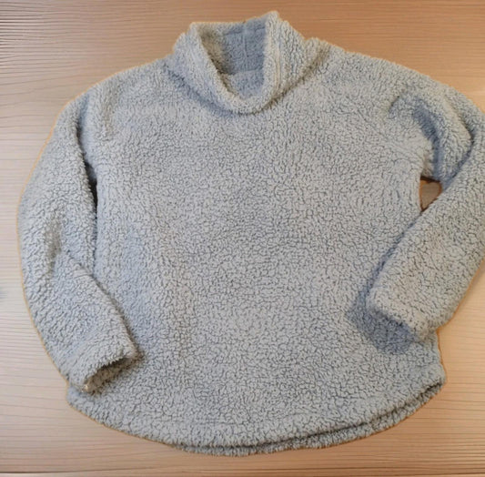 Light Blue Eddie Bauer Fuzzy Super Soft Sherpa Teddy Sweater Lounge Top Sz L