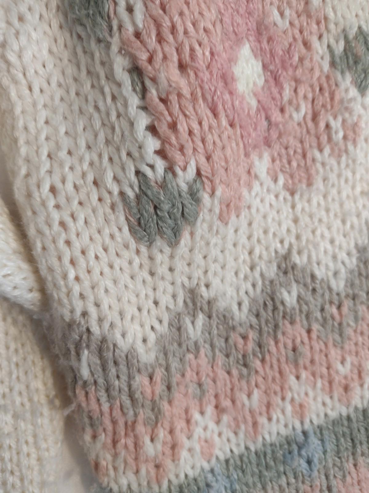 Currants Hand Loomed Ramie Acrylic Sweater M Pastel Floral Pattern Korea