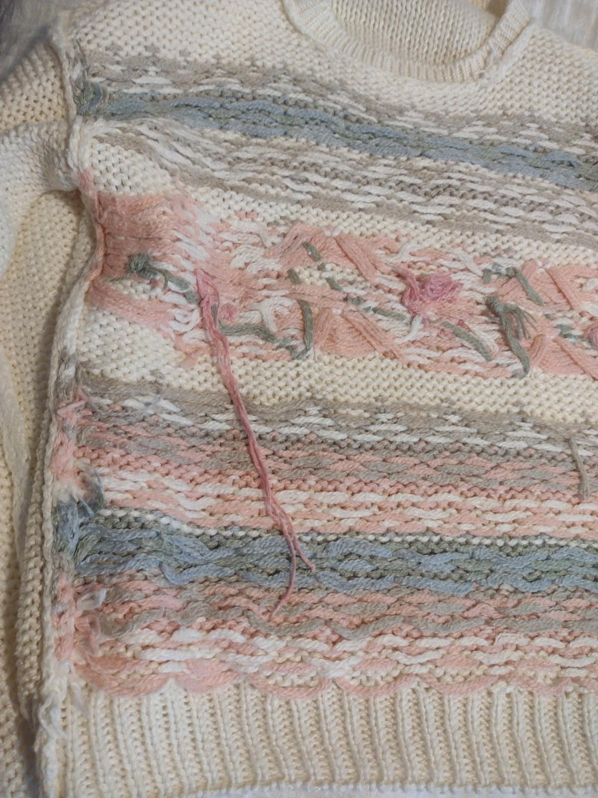 Currants Hand Loomed Ramie Acrylic Sweater M Pastel Floral Pattern Korea