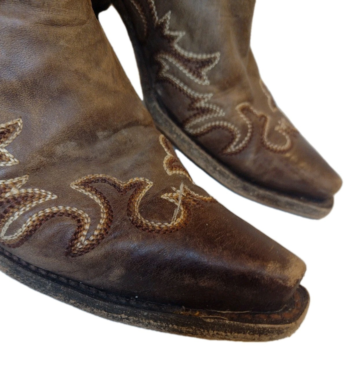 Circle G Cowboy Boots Womens 7 Brown Leather Western Snip Toe Embroidered Mexico