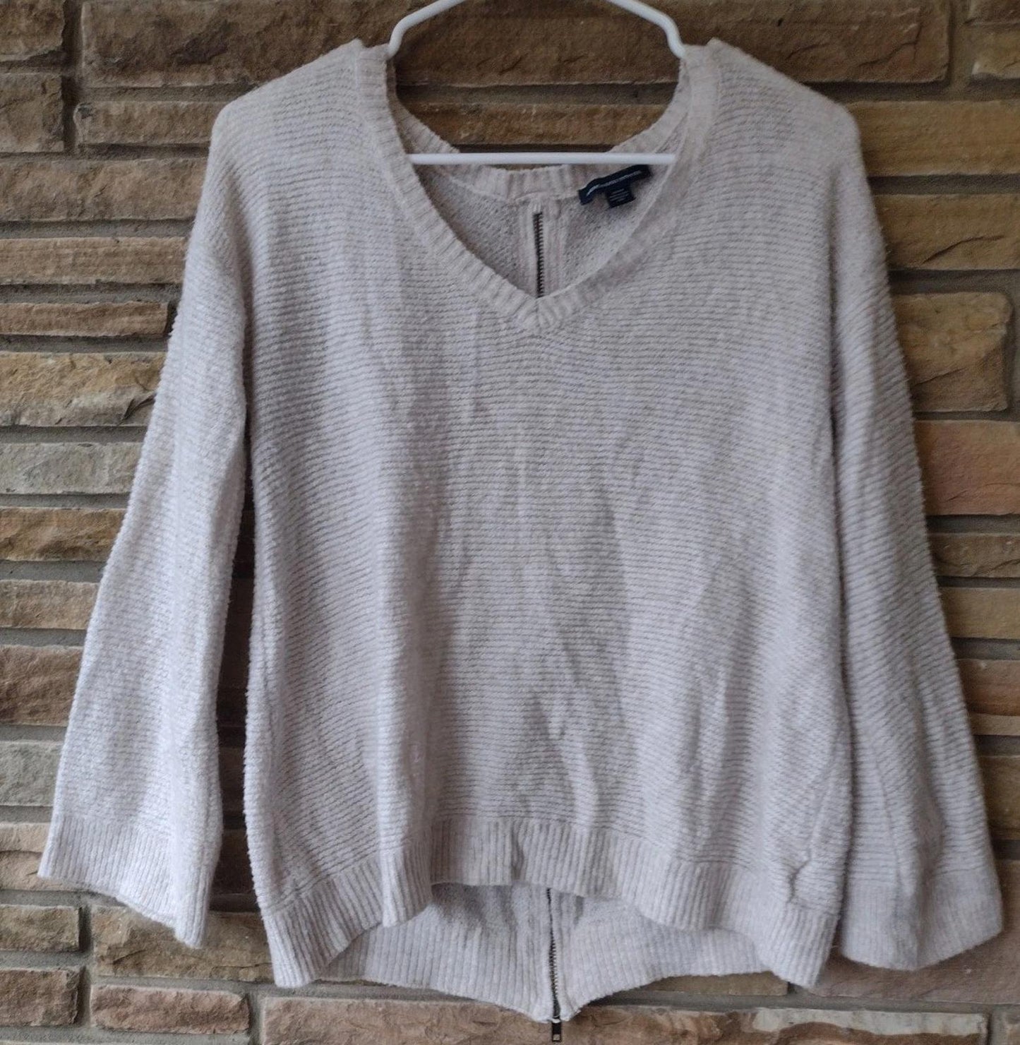 American Eagle Outfitters Sweater Womens S Beige Green Knit Zipper Back