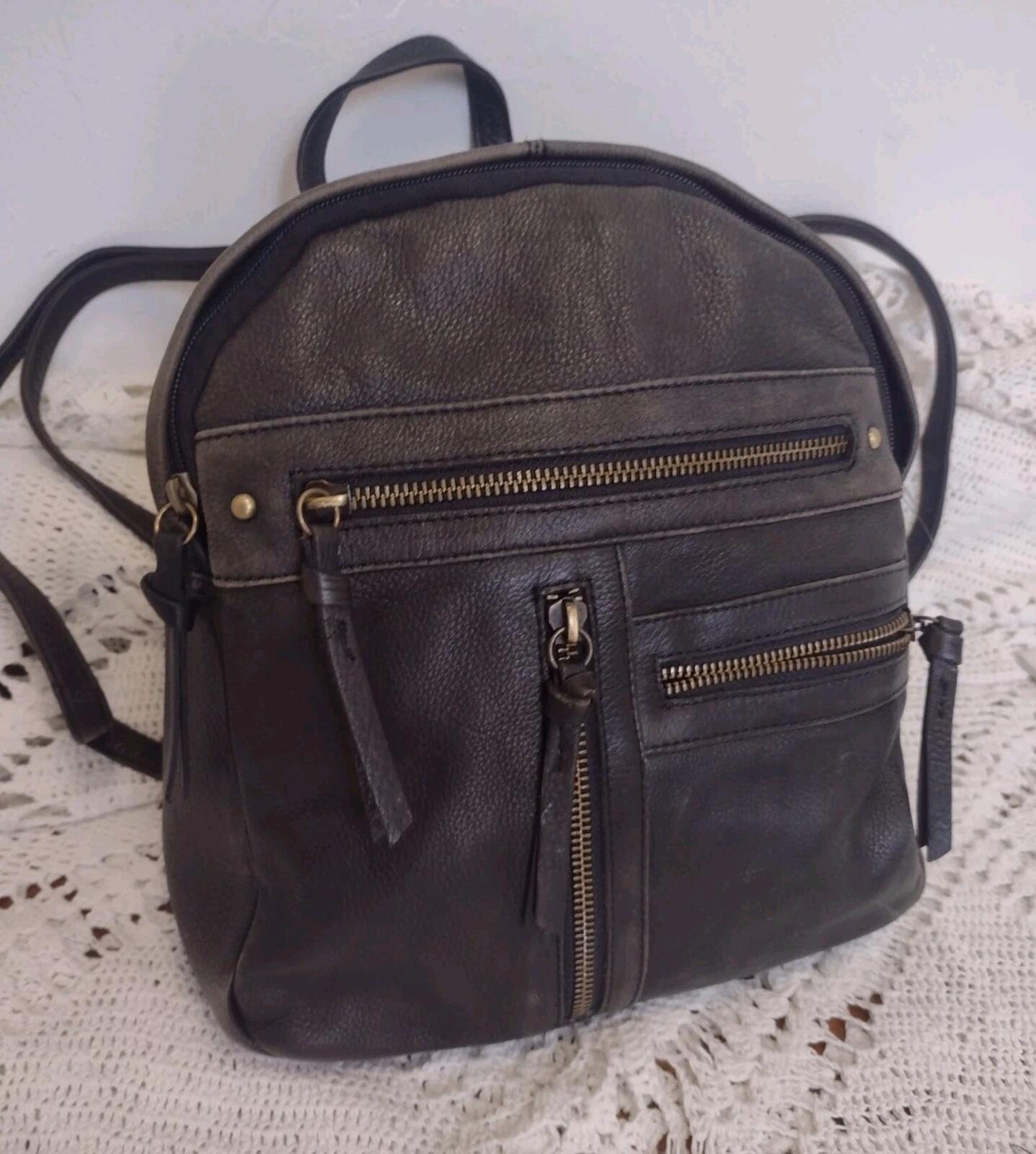 Great American Leather Works Black Leather Backpack Medium Multi Pocket