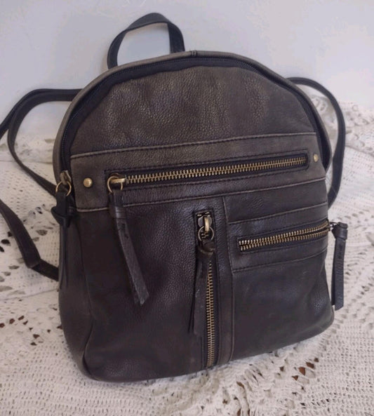 Great American Leather Works Black Leather Backpack Medium Multi Pocket