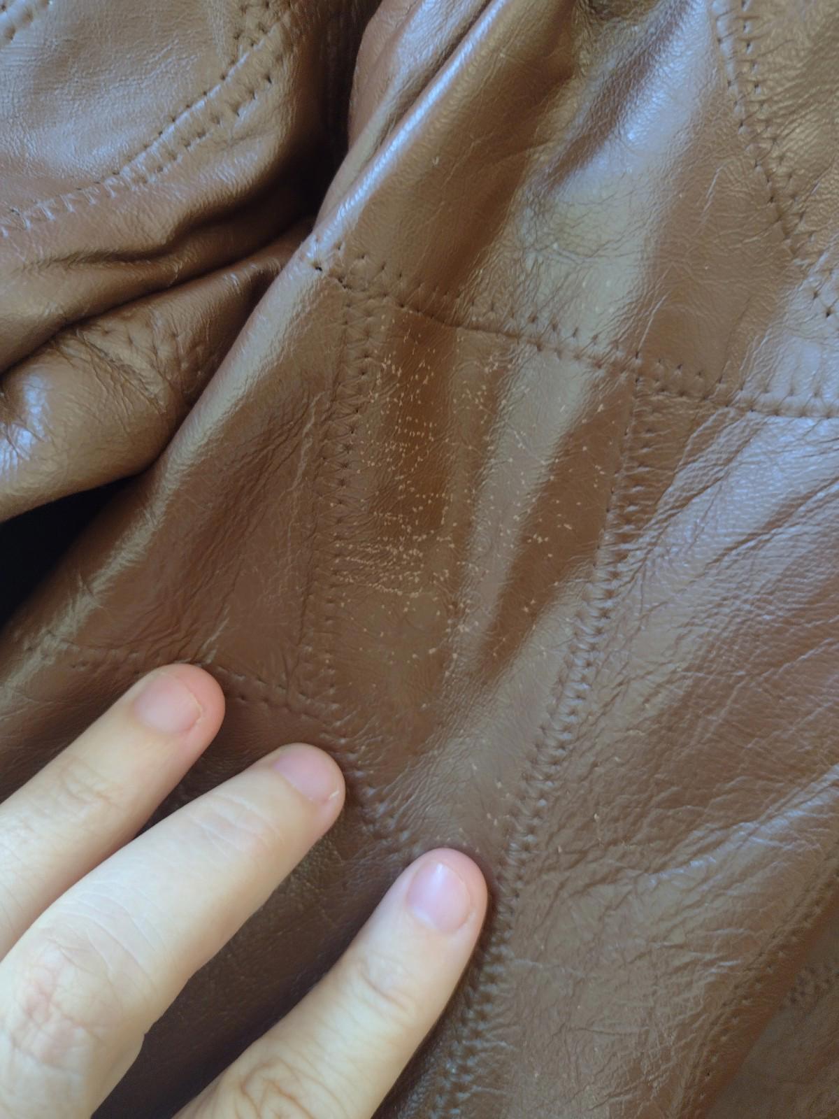Vintage Genuine Patchwork Leather Jacket Brown W Zip Out Faux Fur Lining Sz XL