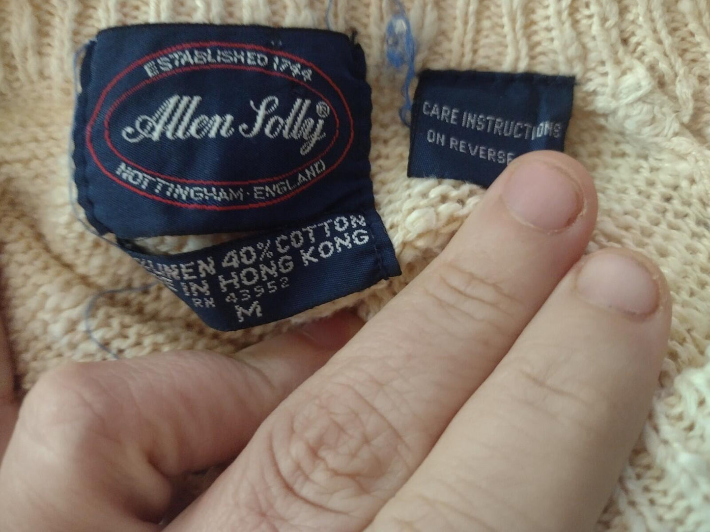 Vintage Allen Solly Linen Cotton Textured Knit Sweater Cream M Hong Kong