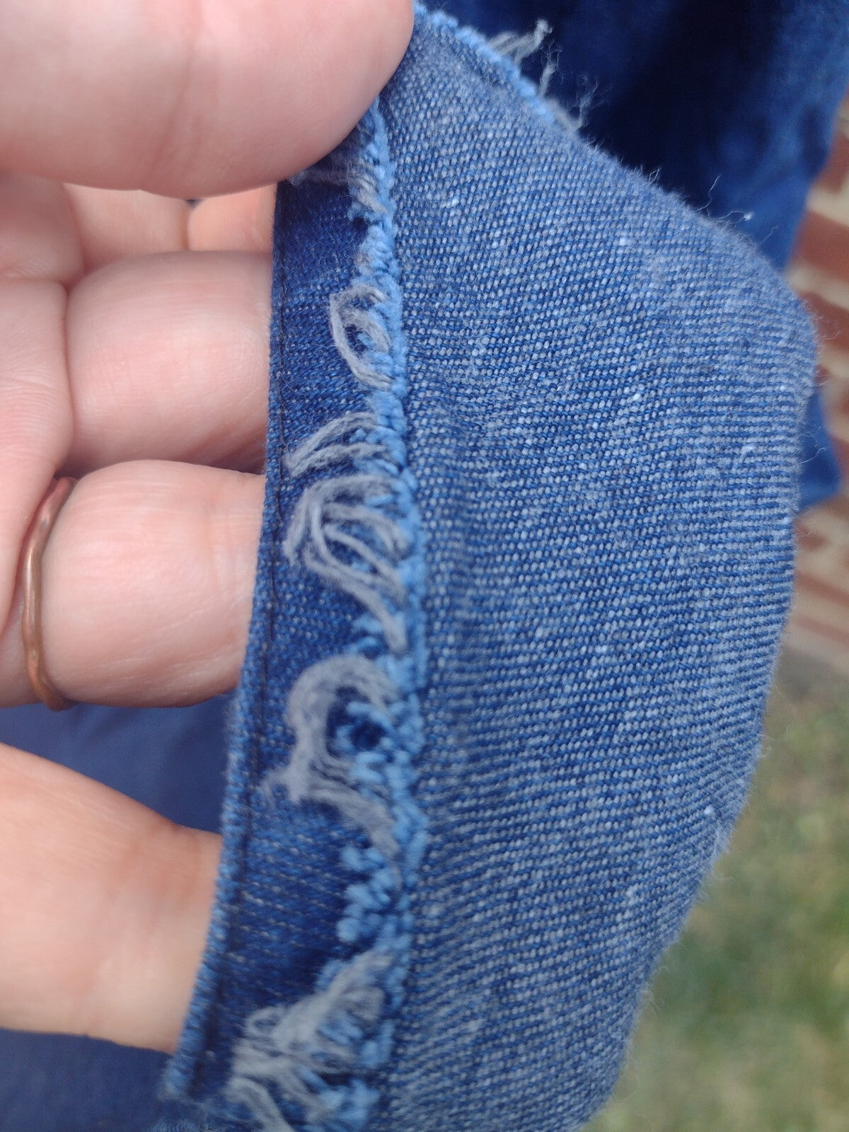 Handmade Denim Jumper Dress Womens Blue Midi A Line Pinafore Lagenlook Boho