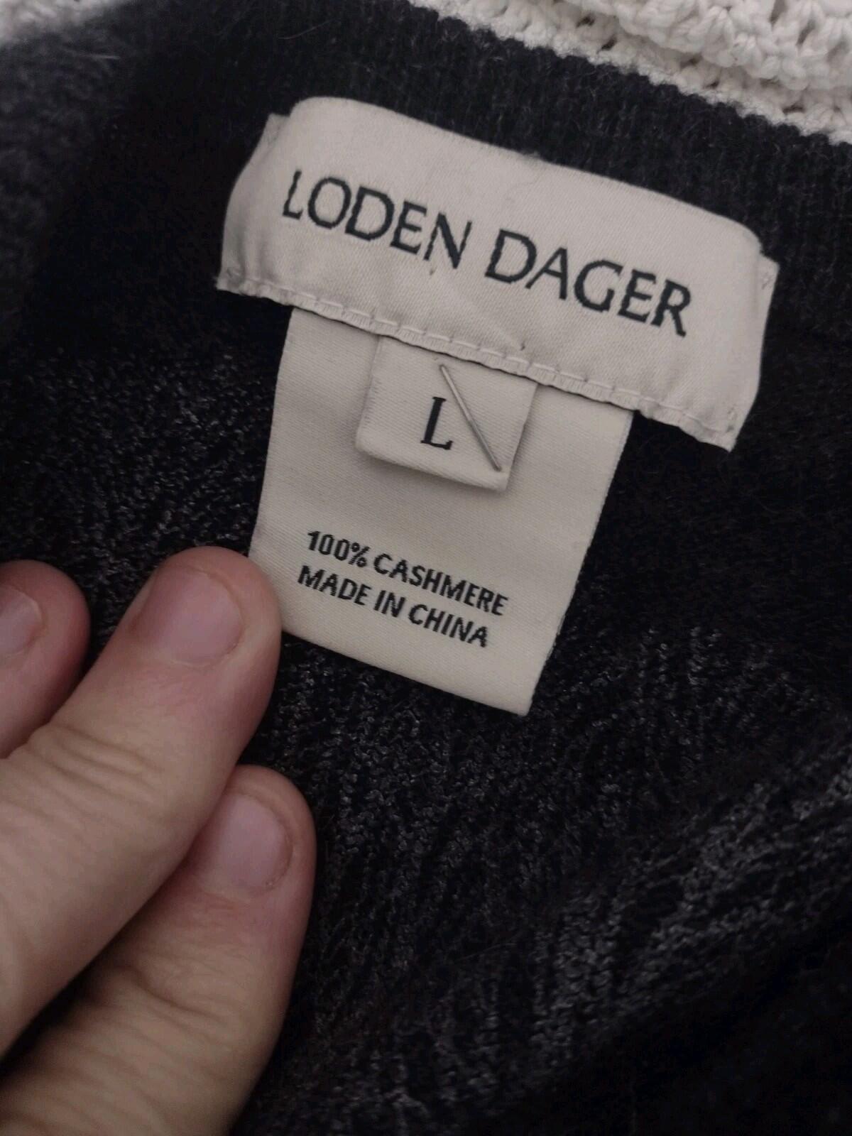 Loden Dager 100% Cashmere V Neck Sweater L Gray Minimalist