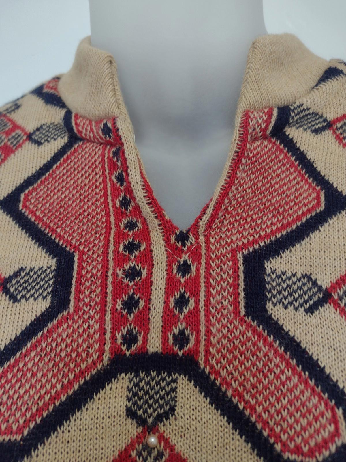 VTG Rare 80s Winter Fashion A to Z Nordic Boho Double Knit Tunic Pants Set M