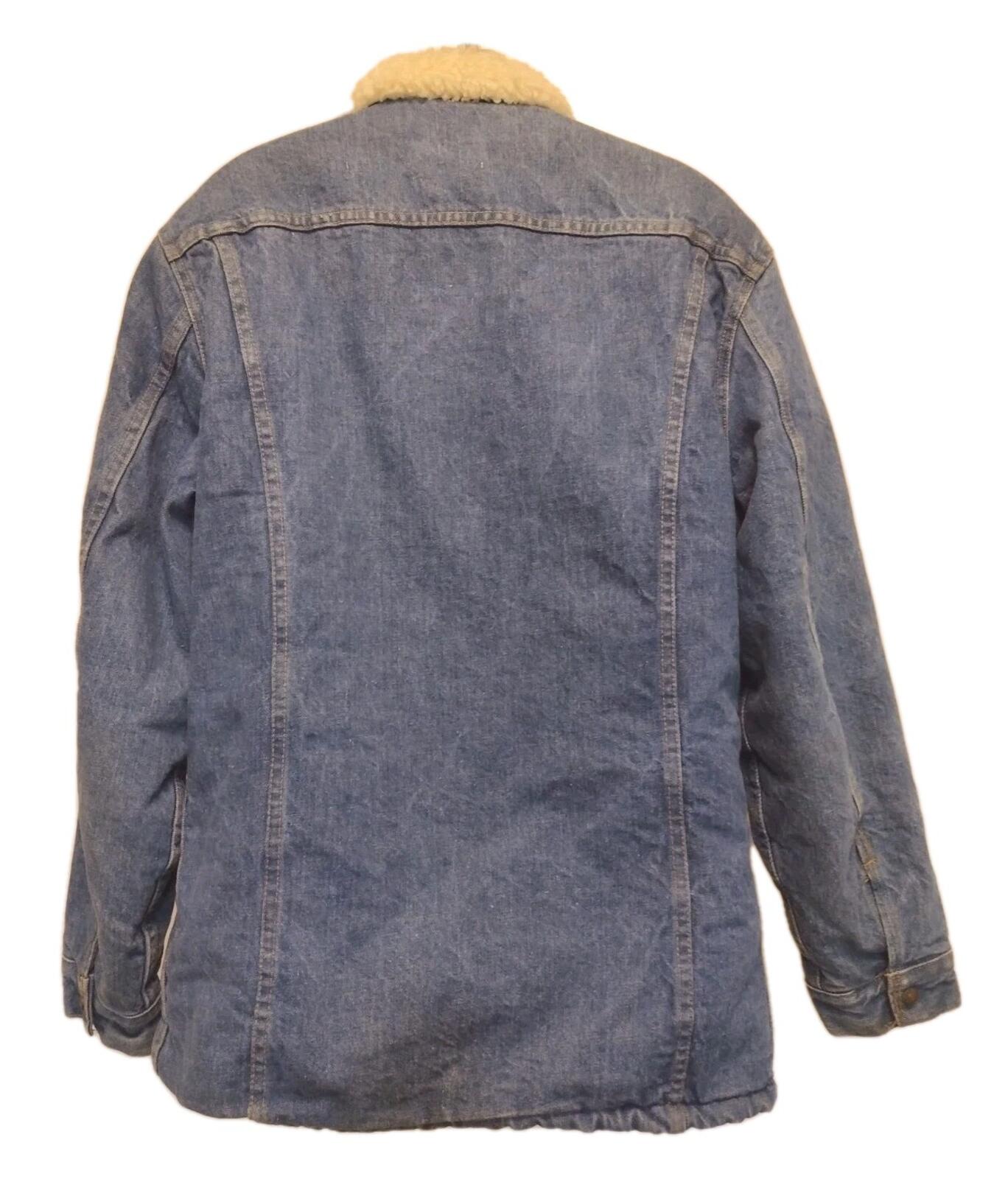 70s Levi’s Trucker Sherpa Lined Jacket Snap Front USA Made Orange Tab Sz 40