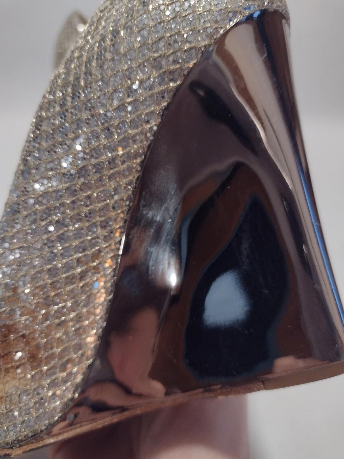 Vintage Jimmy Choo Mirror Sparkle Wedge Heels Sz 36 / 5.5