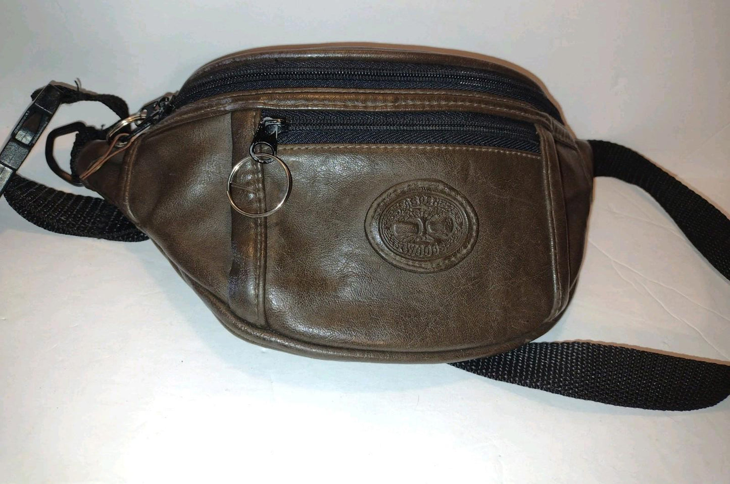 Tandem Bags Aspen Woods Leather Fanny Pack Brown Multi Pocket Waist Bag 38"
