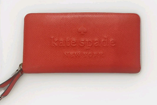 Kate Spade Neda Wallet Watermelon Zip Around Multi-Compartment Brass Zipper 4x8