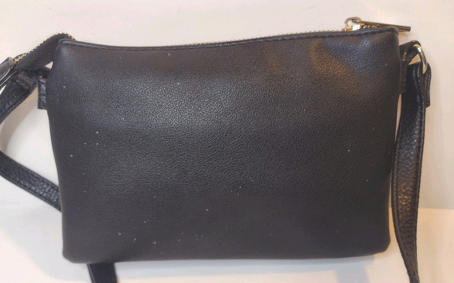 Juicy Couture Black Crossbody Bag Faux Leather Y2K Gold Logo Adjustable Strap