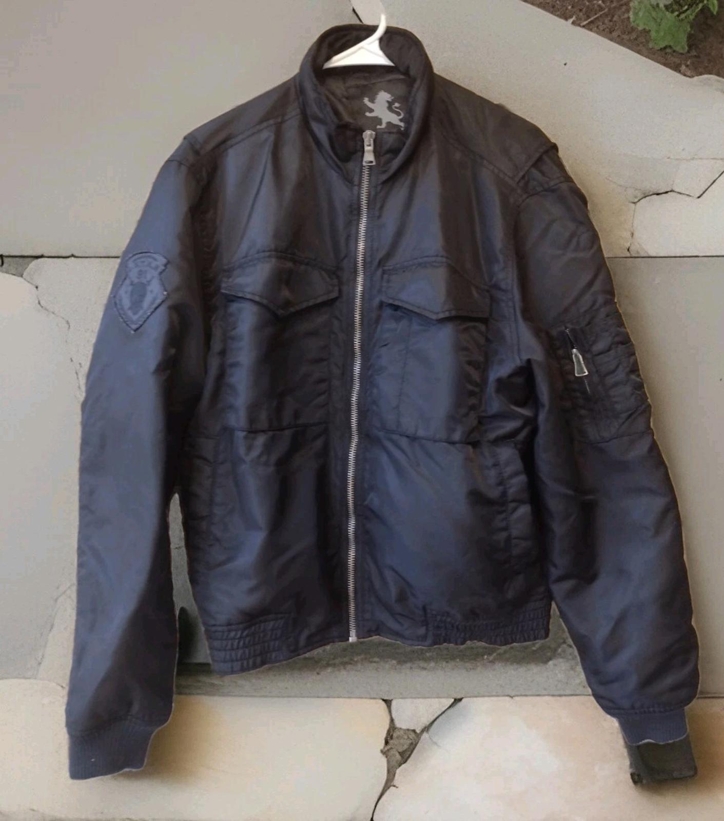 Vintage Flyers Black Bomber Nylon Jacket W L.V.T.H.N. 81 Skull Patch Sz M