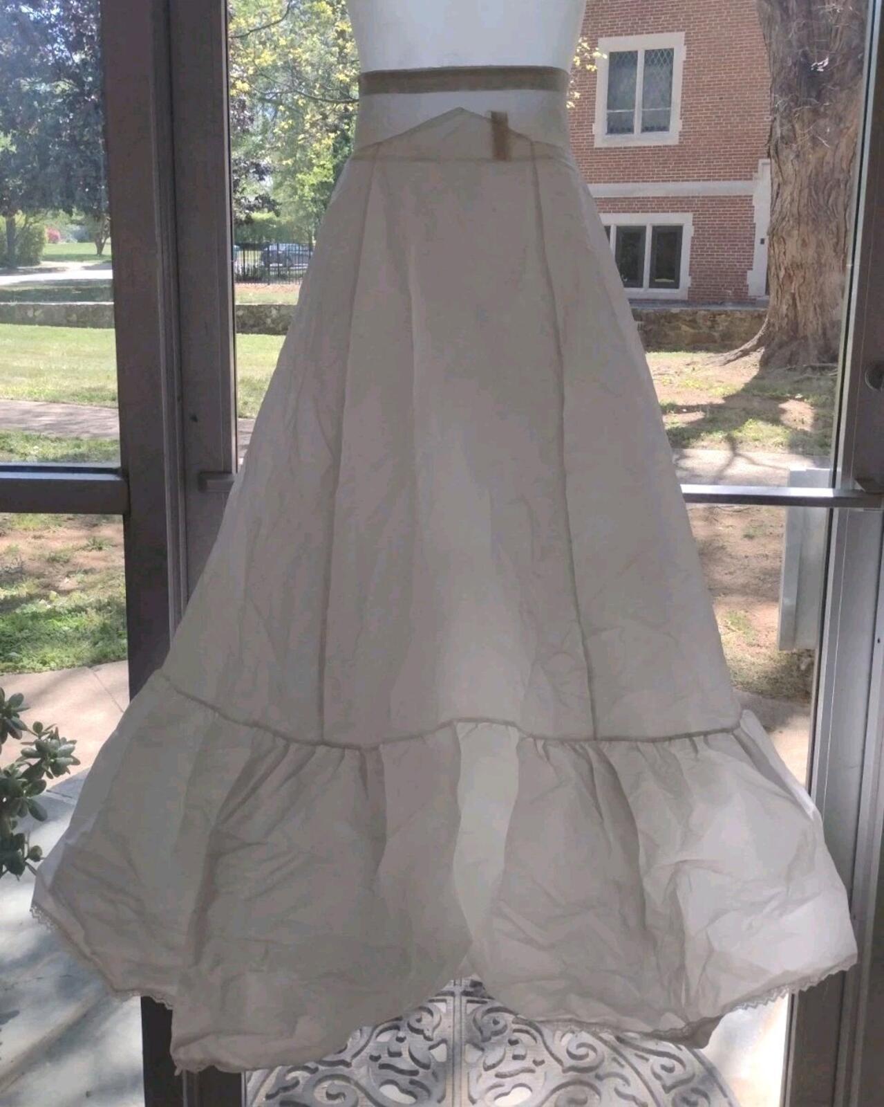 Vintage 50s Ele‑Sue Full Length Nylon Petticoat Slip White Tiered Net Size 10