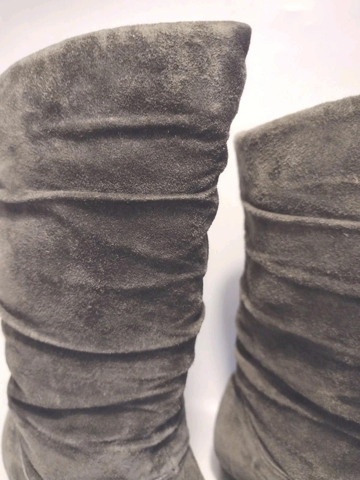 Vintage 90s Fanfares “Estell” Slouch Suede Boots Dark Gray Size 8.5 Soft & Rare