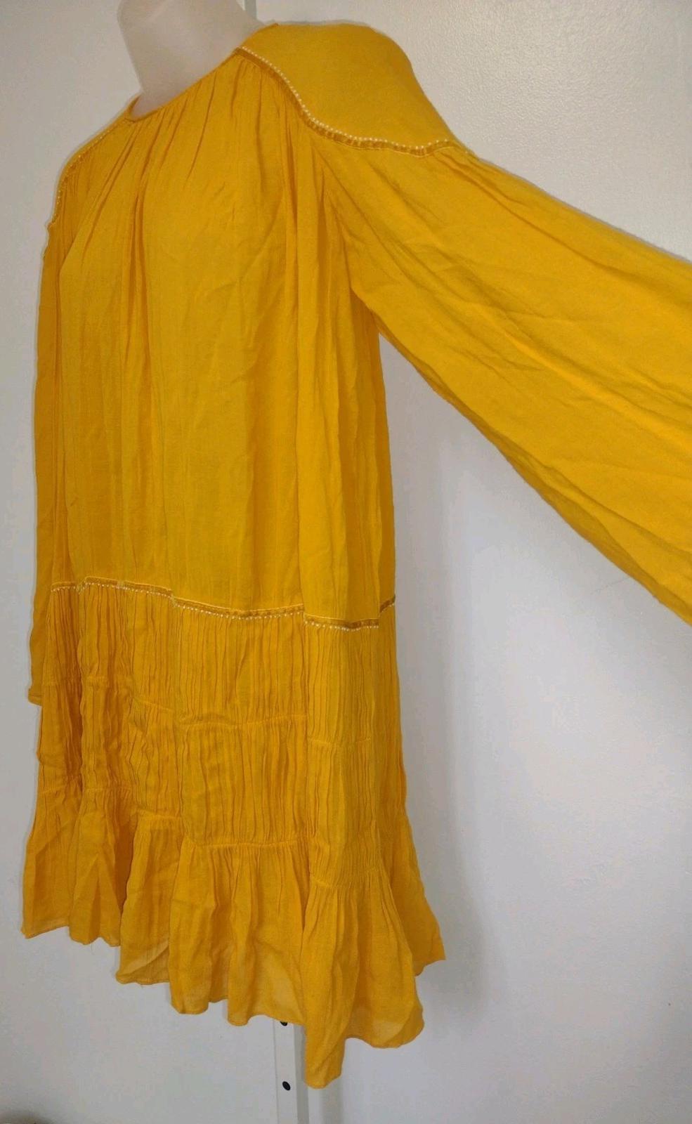 Retired Zara Trafaluc Collection Long Sleeve Dress Yellow Size M Oversized