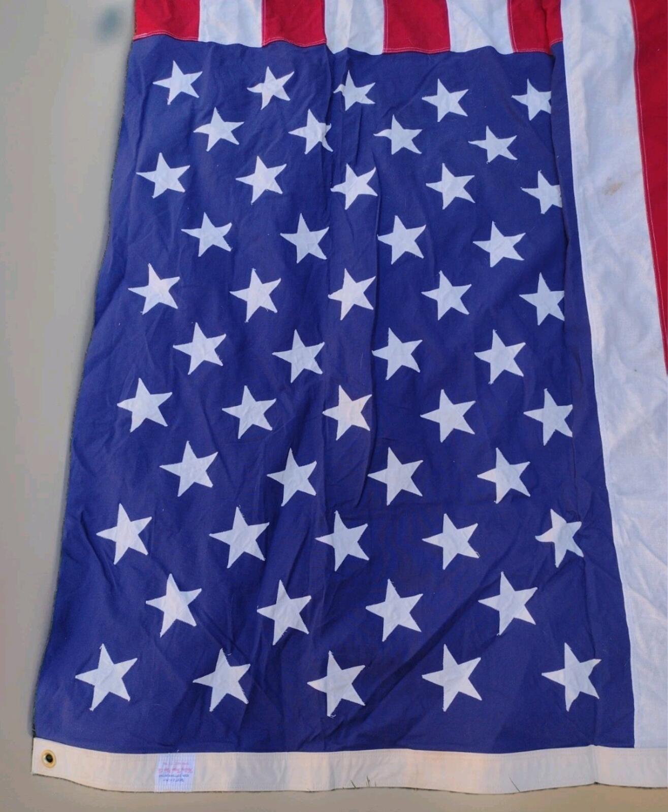 VTG 1960s Valley Forge 5x8 Cotton Flag BEST 2x2 Ply Double Appliqued Stars USA