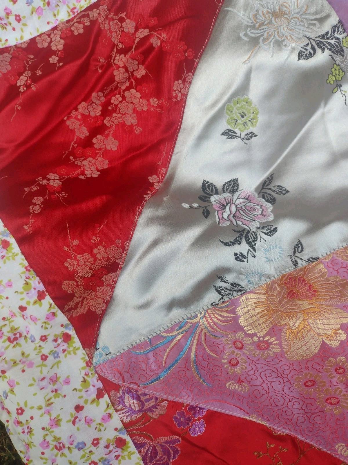 Asian / Indian Quilt Textile Bundle Set Of Two- Curtain Panel & Small Quilt