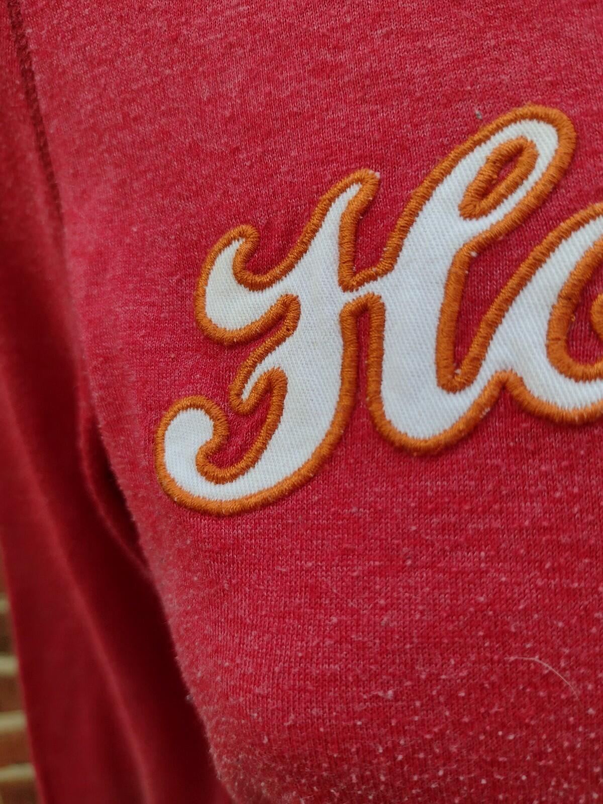 Hollister Red Graphic Long Sleeve Tee Logo Sleeve Y2K Fitted Women’s L
